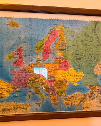 Quadro grande puzzle mappa geografica Europa legno