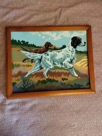 Piccolo quadro da caccia Setter dipinto a mano
