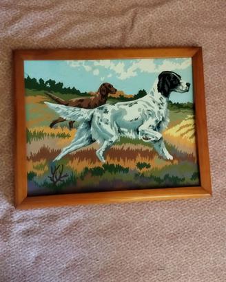 Piccolo quadro da caccia Setter dipinto a mano