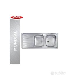 Lavello inox due vasche + scolapiatti a sinistra