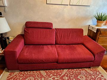 divano in tessuto rosso sfoderabile - 215 cm