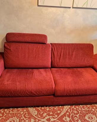divano in tessuto rosso sfoderabile - 215 cm