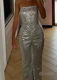 Tutina con paillettes argento