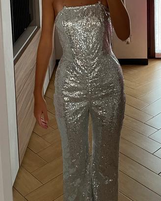 Tutina con paillettes argento