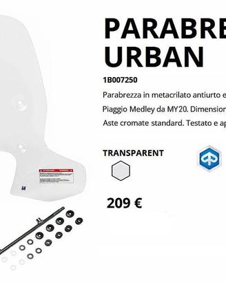 Piaggio -parabrezza alto Urban 1B002750 per Medley