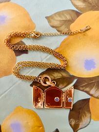 Collana medaglione apribile farfalla color oro