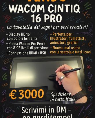 tavoletta grafica wacom cintiq 16 pro