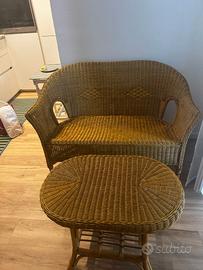 set divano e tavolino puro midollino