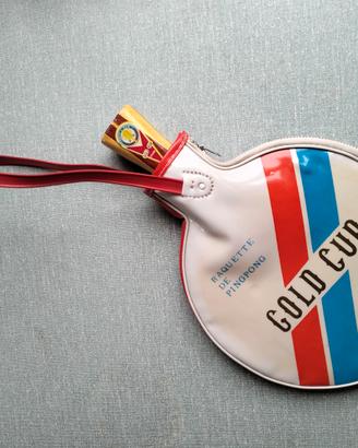 Racchetta da ping pong Gold Cup vintage con custod