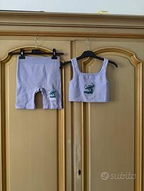 Completo Disney Stitch lilla top e pantaloncini M