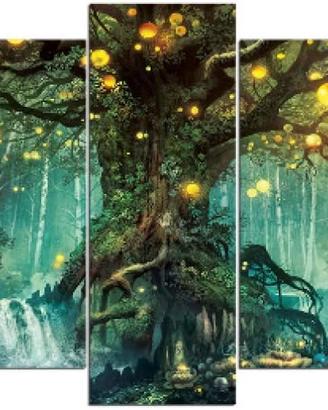 5 tele Canvas composizione 5 Yggdrasil foresta