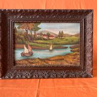 Dipinto a olio su tela con cornice in legno epoca
