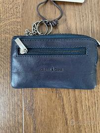 Portachiavi a bustina in pelle blu Gianni Conti