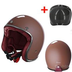 CASCO JET MOTO CAFE RACER STORMER VINTAGE +VISIERA