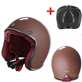 CASCO JET MOTO CAFE RACER STORMER VINTAGE +VISIERA