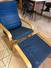 Sedia poltrona a dondolo con poggiapiedi