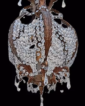 ANTICO LAMPADARIO SWAROVSKI 3 LUCI RESTAURATO