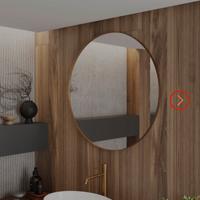 Specchio bagno 75 cm con cornice in alluminio oro 