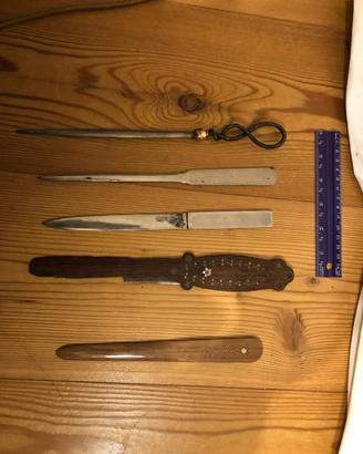 Lotto 5 Tagliacarte Storici Decorativi Vintage