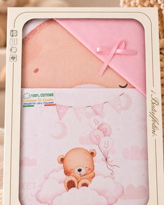 Coordinato culla 4 pezzi 100% cotone – Rosa