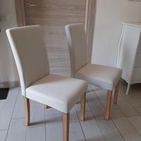 6 sedie legno imbottite  bianche sfoderabili