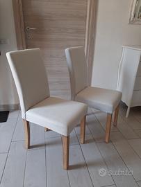 6 sedie legno imbottite  bianche sfoderabili