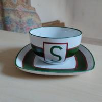 Tazza in porcellana dipinta  a mano con lettera S