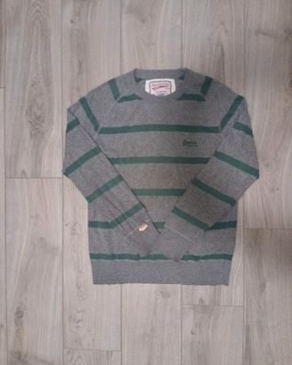Maglione Superdry Grigio a Righe Verdi - Taglia XL