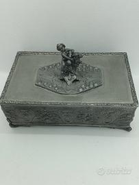 cofanetto portasigarette in peltro vintage 