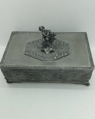 cofanetto portasigarette in peltro vintage 