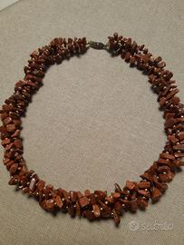 Collana girocollo a tre fili vintage anni 80