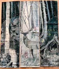 Decorazione murale bosco in stoffa