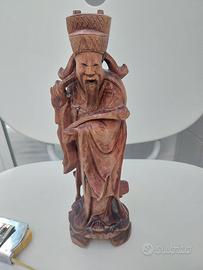 statua orientale vintage in legno