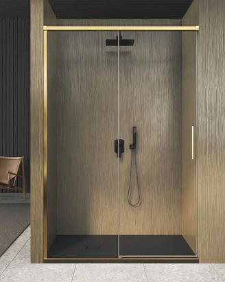box doccia in cristallo con profili oro 80x100