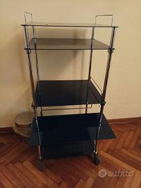 Carrello porta pc in vetro e acciaio