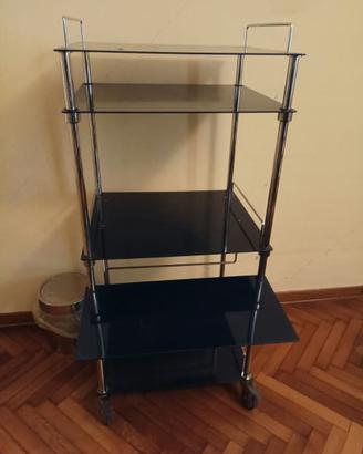 Carrello porta pc in vetro e acciaio