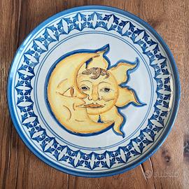 Piatto Ceramica Grottaglie Sole Luna grande