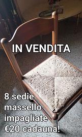 Sedie legno massello impagliate