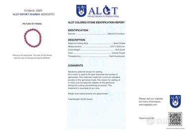 Braccialetto di rubino certificato