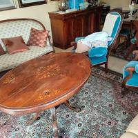 Tavolo a vela metà 800 in noce con piano intarsiat