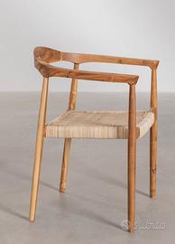6 sedie Sklum kiemer in legno di teak e rattan