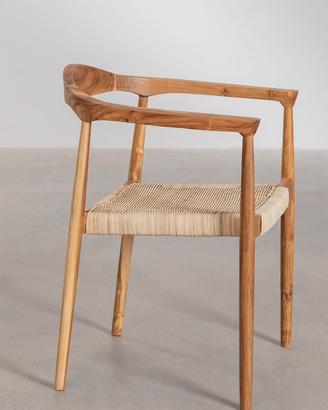 6 sedie Sklum kiemer in legno di teak e rattan