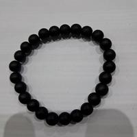 bracciale uomo nero opaco pietra lavica elastico