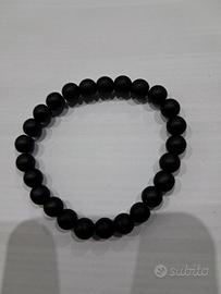 bracciale uomo nero opaco pietra lavica elastico