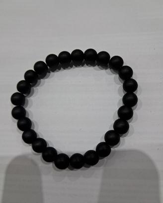 bracciale uomo nero opaco pietra lavica elastico