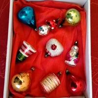 Scatola con 9 palline in vetro anni 60 addobbi di 