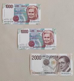 Banconote da mille e duemila lire