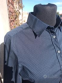 Camicia  blu a pois bianchi