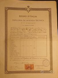 Regno d'Italia: Diploma di licenza tecnica 1918-19