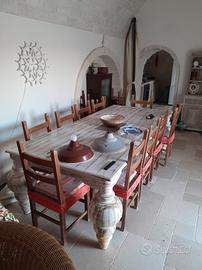 Tavolo stile Shabby Chic/Country in legno massello